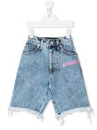Natasha Zinko Kids Distressed Denim Shorts - Blue