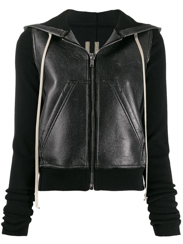 Rick Owens Drkshdw Leather Effect Hoodie - Black