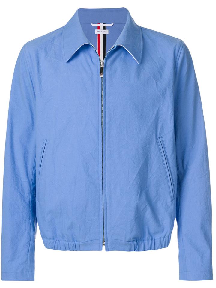 Thom Browne Double Welt Pocket Zip Up Golf Jacket With Elastic Hem In