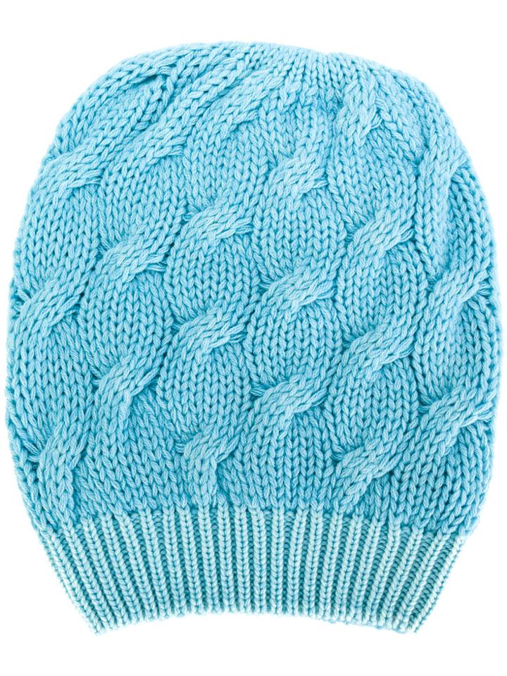 Cruciani Cable Knit Beanie - Blue