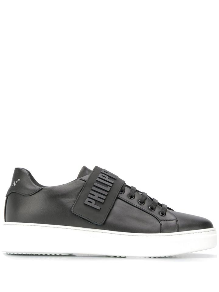 Philipp Plein Embossed Logo Strapped Trainers - Black