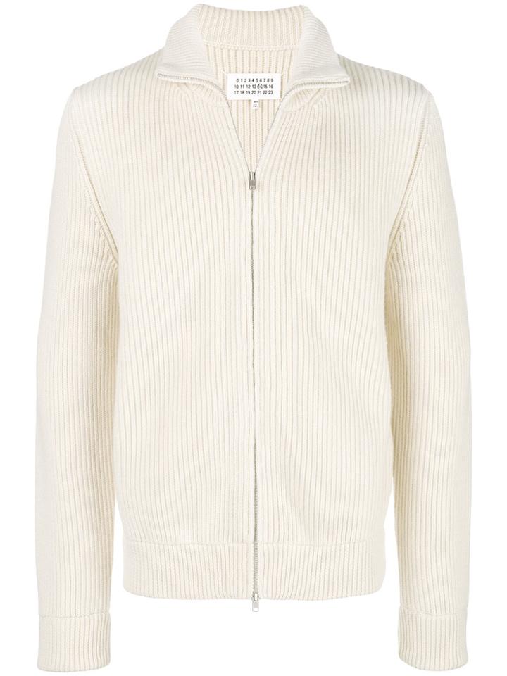 Maison Margiela Mock Neck Zip Front Jumper - Nude & Neutrals