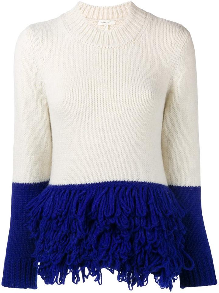 Delpozo Fringed Hem Jumper, Women's, Size: Medium, Nude/neutrals, Polyamide/alpaca/merino
