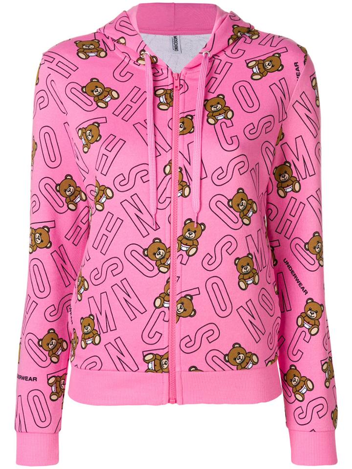 Moschino Teddy Bear Logo Hoodie - Pink & Purple