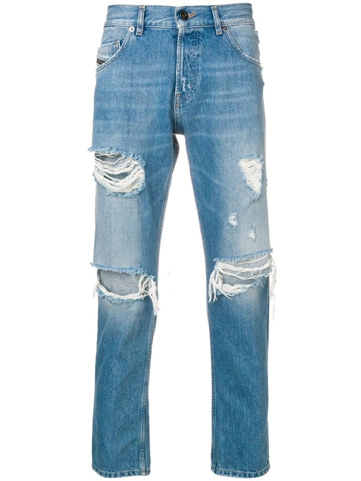 Diesel Black Gold Slim-fit Ripped Jeans - Blue