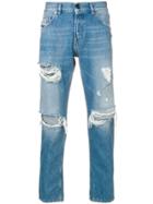 Diesel Black Gold Slim-fit Ripped Jeans - Blue