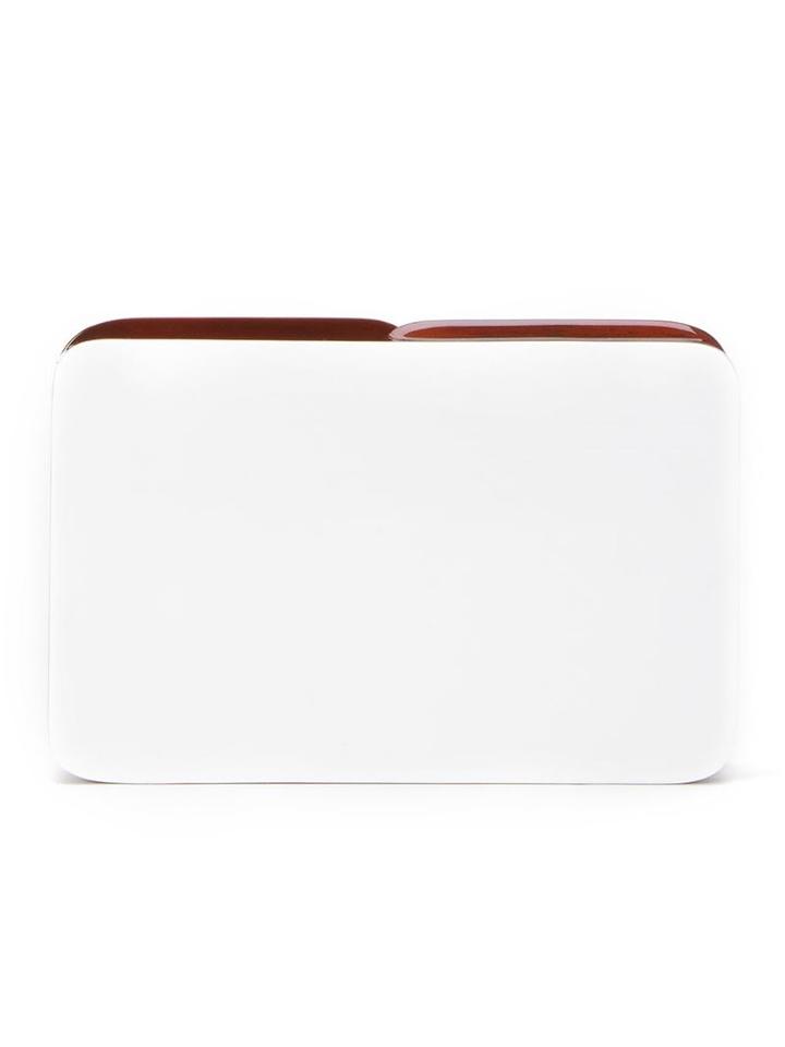 Serpui Enamelled Clutch, White, Wood