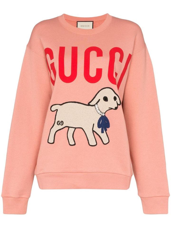 Gucci Lamb Motif Logo Sweatshirt - Pink