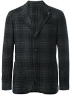 Lardini Plaid Single Breasted Blazer, Men's, Size: 52, Grey, Cotton/polyester/cashmere/wool