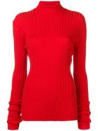 Victoria Beckham Fitted Turtle Neck Top - Red