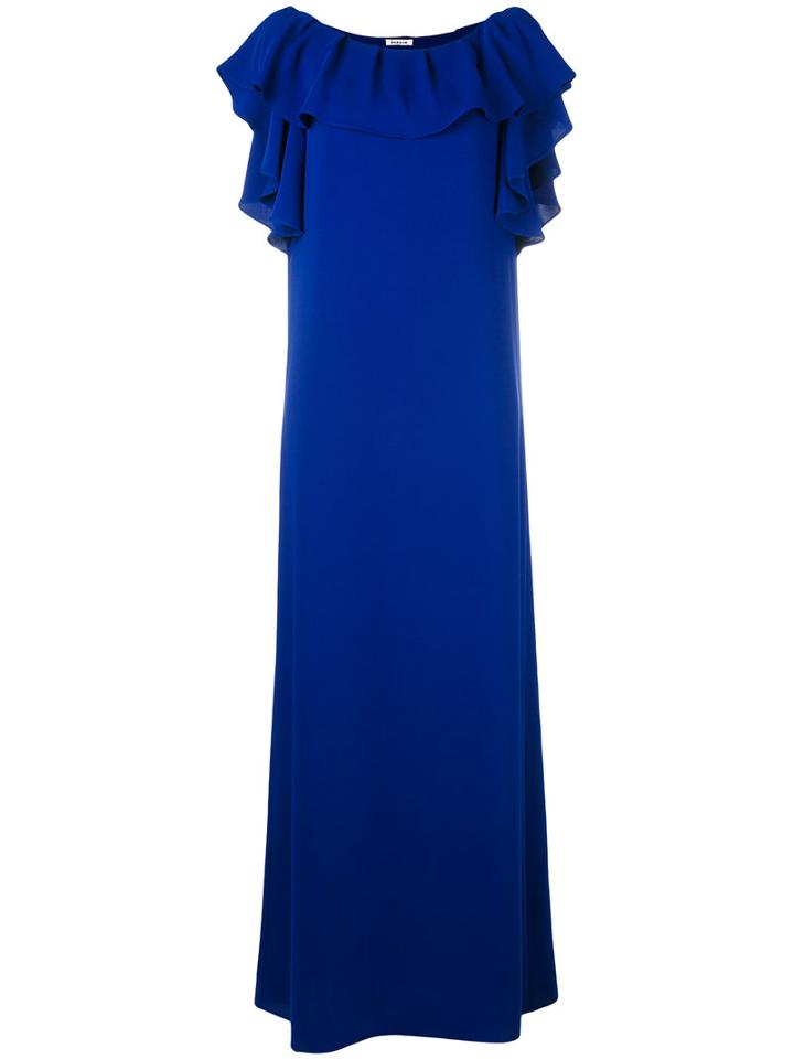 P.a.r.o.s.h. - Ruffled Neck Shift Dress - Women - Polyester - S, Women's, Blue, Polyester