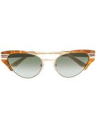 Gucci Eyewear Striped Detail Sunglasses - Brown