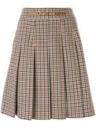 Tory Burch Pleated Gingham Skirt - Brown
