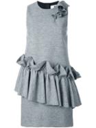 Msgm Ruffled Detail Sleeveless Dress, Women's, Size: 44, Grey, Polyester/virgin Wool