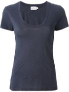 Moncler Scoop Neck T-shirt, Women's, Size: S, Blue, Cotton