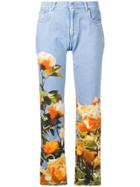 Msgm Floral Straight-leg Jeans - Blue