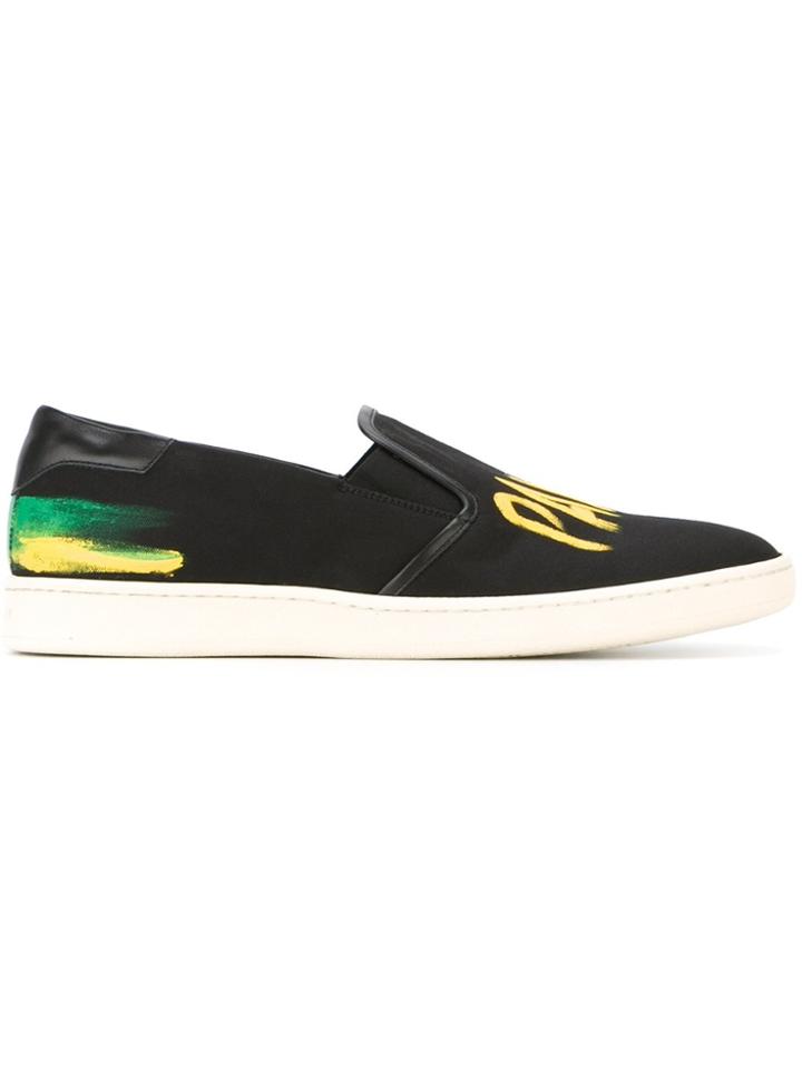 Palm Angels Logo Print Slip-on Sneakers - Black