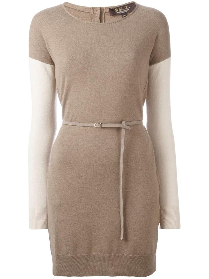 Loro Piana Belted Knit Dress, Women's, Size: 42, Brown, Cashmere/suede