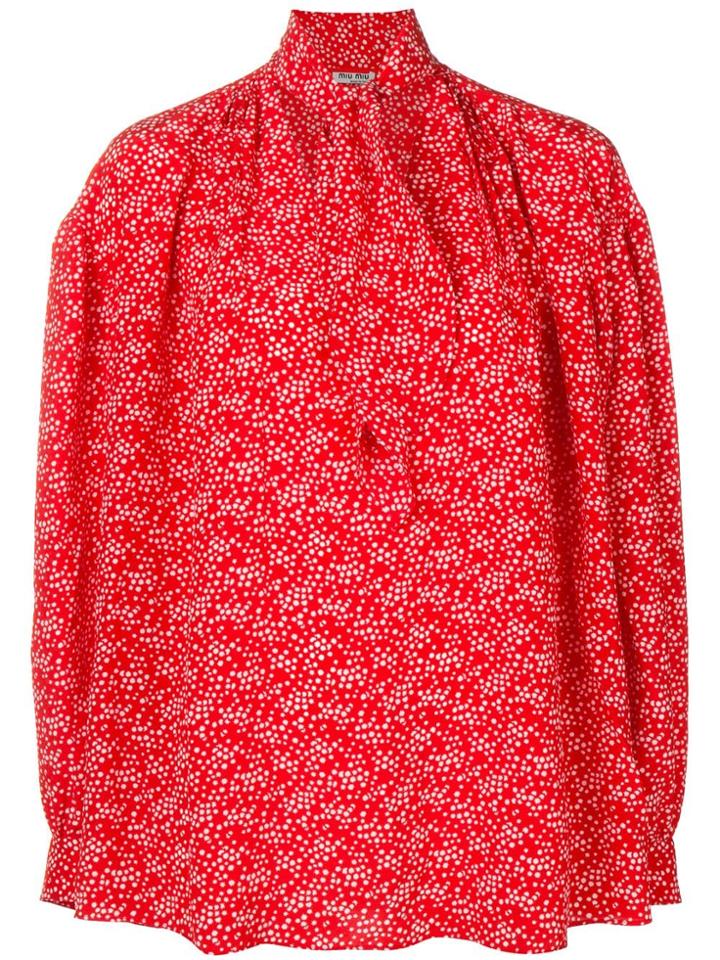 Miu Miu Pussy Bow Blouse - Red