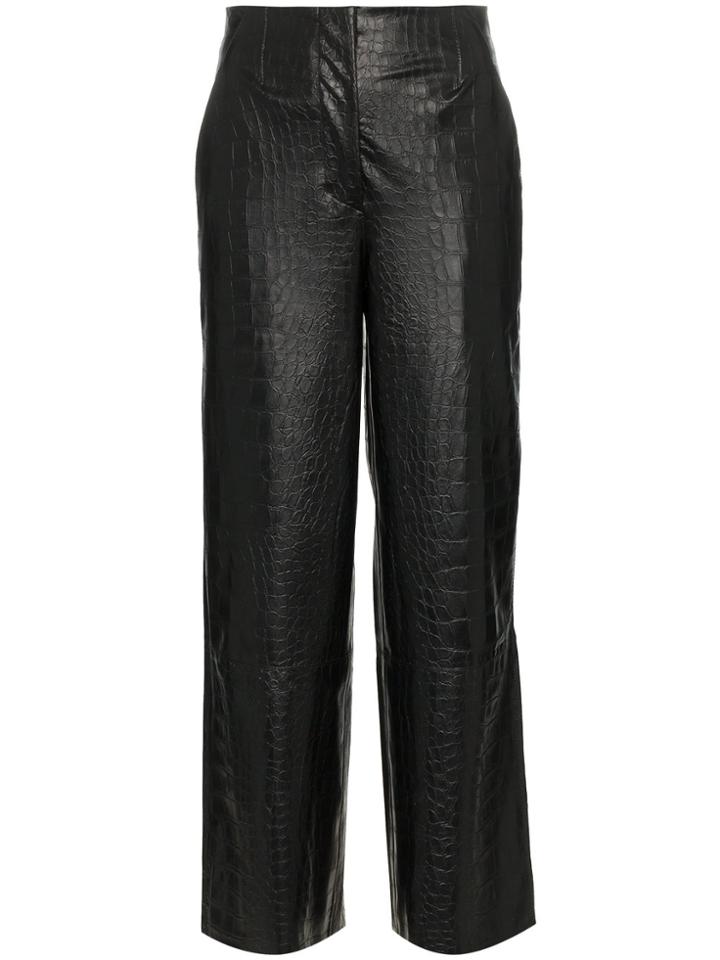 Nanushka Africa Crocodile Embossed Vegan Leather Cropped Trousers -