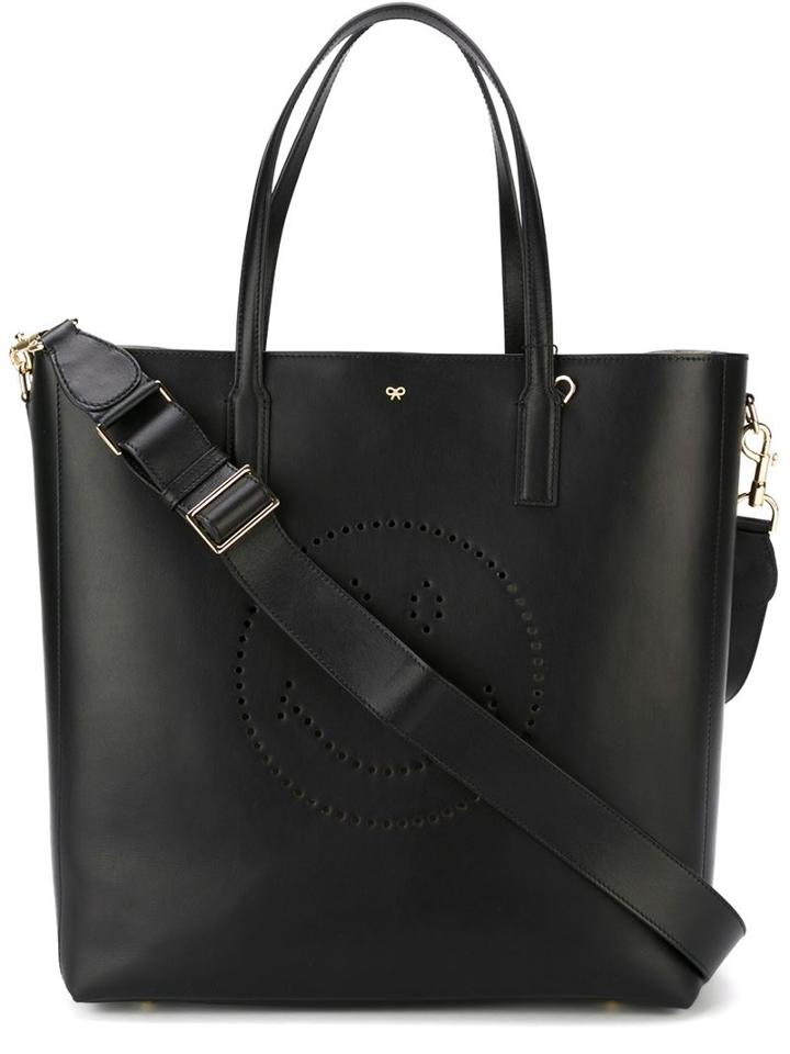 Anya Hindmarch Ebuy Smiley Tote, Women's, Black, Leather