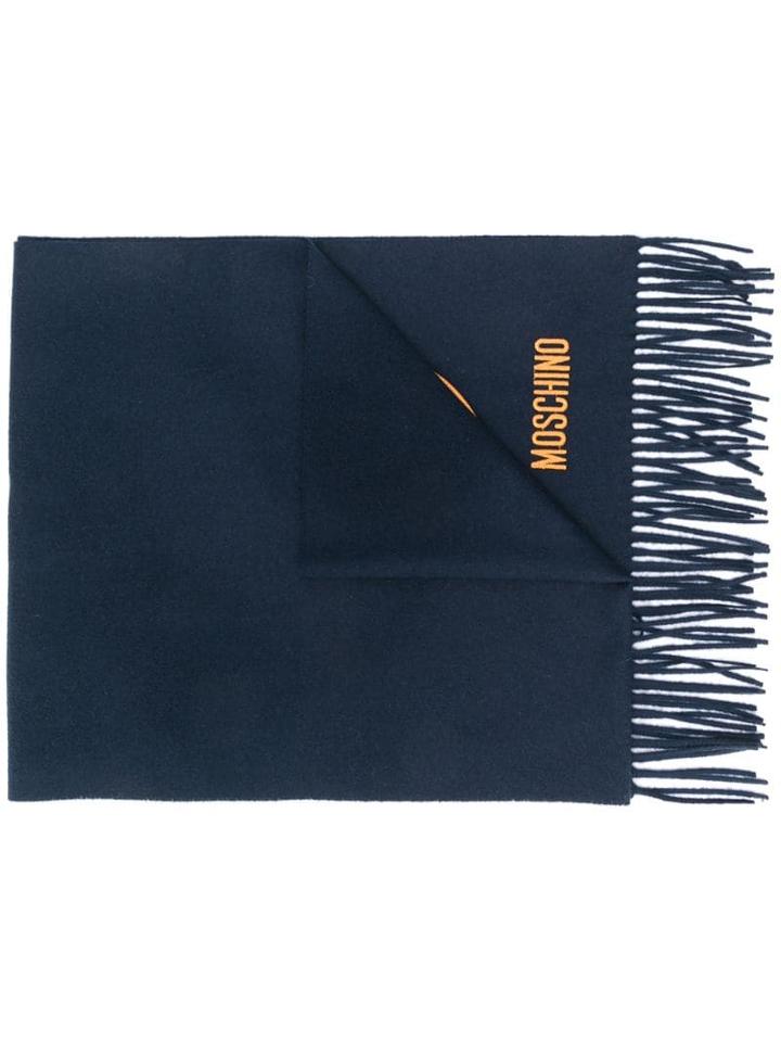 Moschino Teddy Embroidered Logo Scarf - Blue