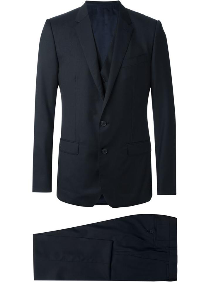 Dolce & Gabbana Three Piece Suit, Men's, Size: 48, Blue, Silk/cupro/viscose/virgin Wool