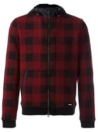 Woolrich Hooded Checked Bomber Jacket, Men's, Size: Large, Red, Polyamide/wool/other Fibres