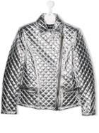 Balmain Kids Teen Quilted Jacket - Silver