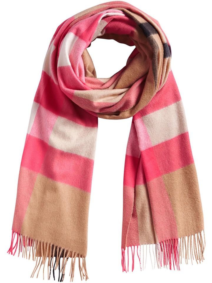 Burberry Cashmere Oversize Check Scarf - Pink & Purple