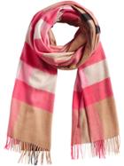 Burberry Cashmere Oversize Check Scarf - Pink & Purple