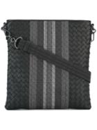 Bottega Veneta Striped Crossbody Bag, Men's, Black, Lamb Skin