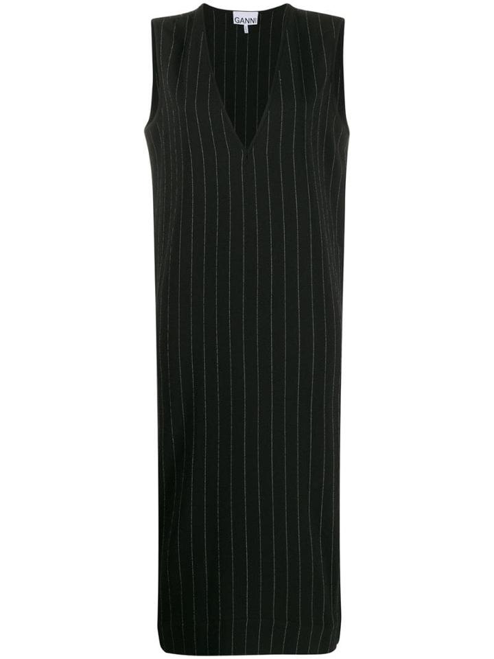 Ganni Pinstripe Shift Dress - Black