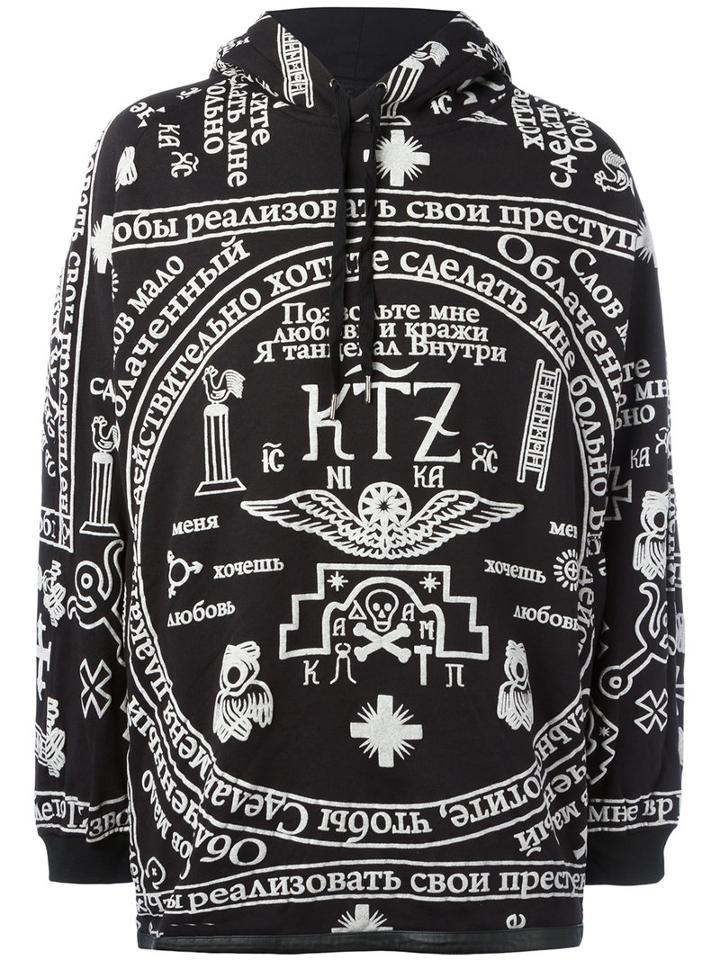 Ktz - Church Print Hoodie - Unisex - Cotton - Xl, Black, Cotton