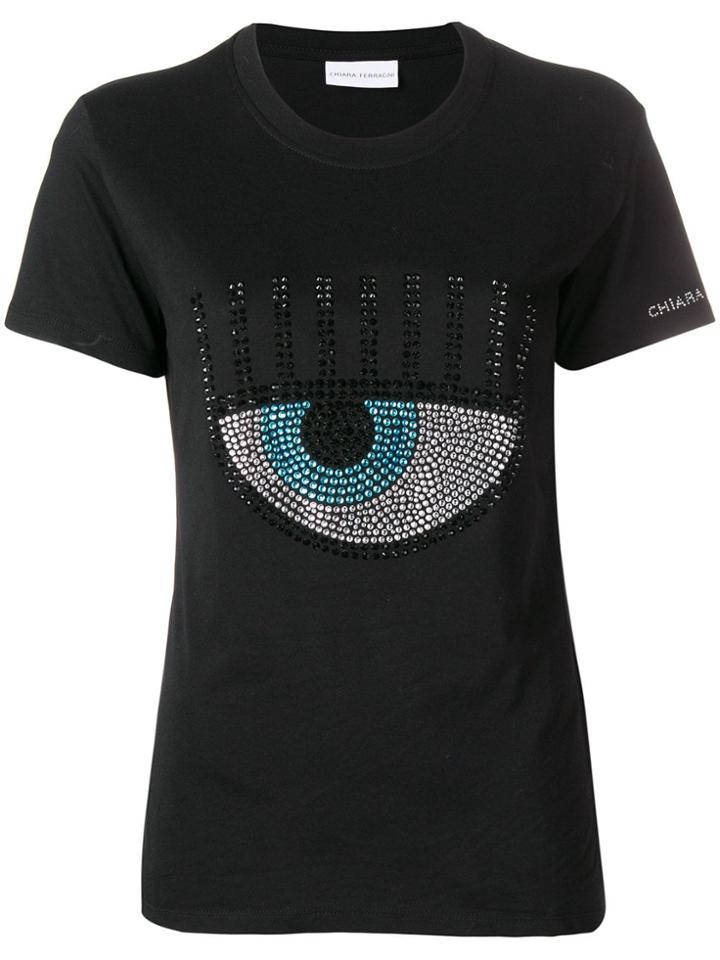 Chiara Ferragni Crystal Embellished Eye T-shirt - Black