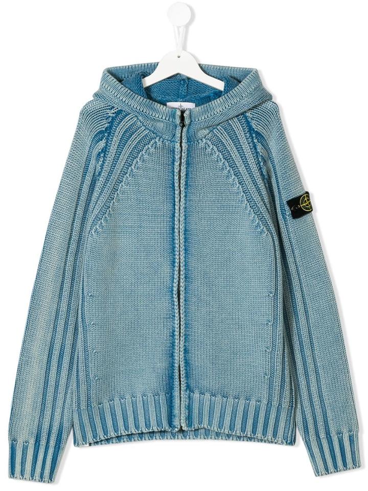 Stone Island Junior Teen Hooded Zip Up Jacket - Blue