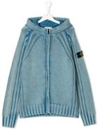 Stone Island Junior Teen Hooded Zip Up Jacket - Blue
