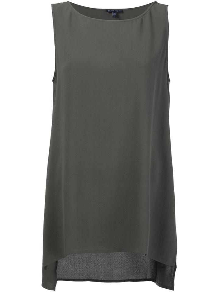Eileen Fisher Boat Neck Top, Women's, Size: Medium, Green, Silk