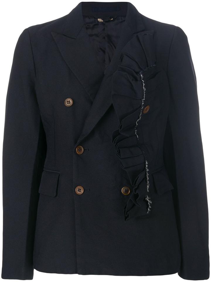 Comme Des Garçons Ruffled Double-breasted Jacket - Blue
