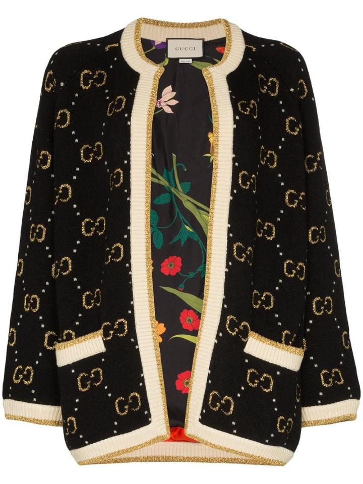 Gucci Gg Pattern Knit Cardigan - Black