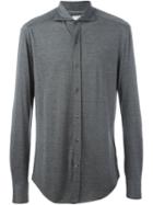 Brunello Cucinelli Cutaway Collar Shirt, Men's, Size: M, Grey, Silk/cotton