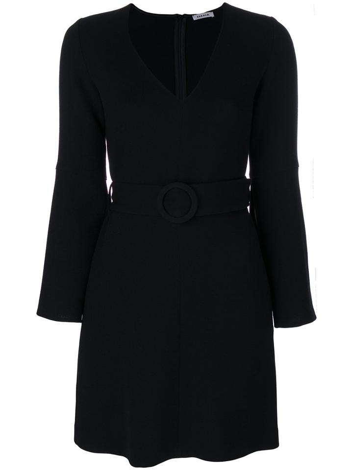 P.a.r.o.s.h. - Flared Sleeves Belted Dress - Women - Polyamide/spandex/elastane/wool - L, Black, Polyamide/spandex/elastane/wool