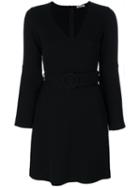 P.a.r.o.s.h. - Flared Sleeves Belted Dress - Women - Polyamide/spandex/elastane/wool - L, Black, Polyamide/spandex/elastane/wool