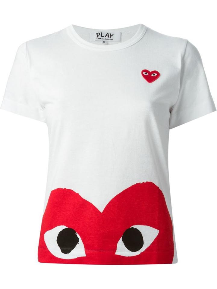 Comme Des Garçons Play 'red Play' T-shirt, Women's, Size: Xs, White, Cotton