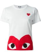 Comme Des Garçons Play 'red Play' T-shirt, Women's, Size: Xs, White, Cotton
