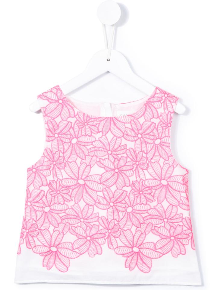 Charabia - Embroidered Top - Kids - Cotton - 2 Yrs, Pink/purple