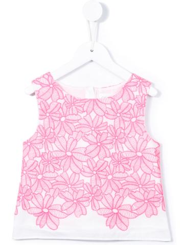 Charabia - Embroidered Top - Kids - Cotton - 2 Yrs, Pink/purple