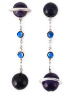 Eshvi Astro Earrings, Women's, Blue, Rhodium/metal Other/glass
