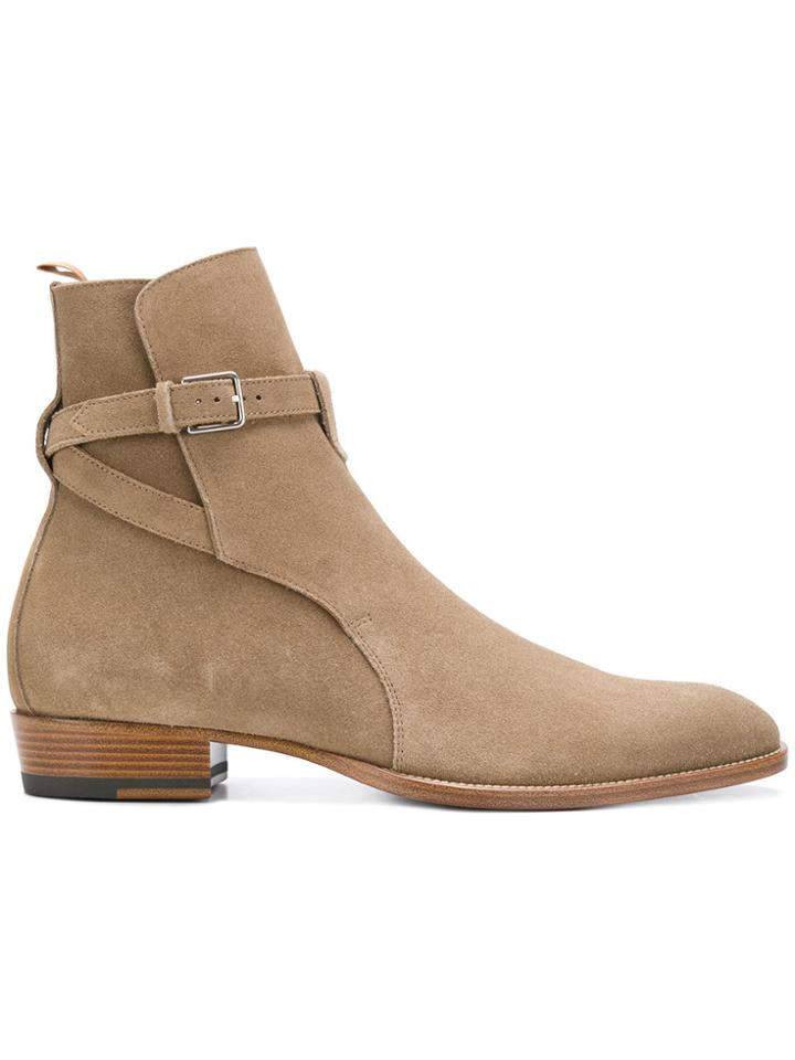 Saint Laurent Signature Wyatt 30 Jodhpur Boots - Nude & Neutrals