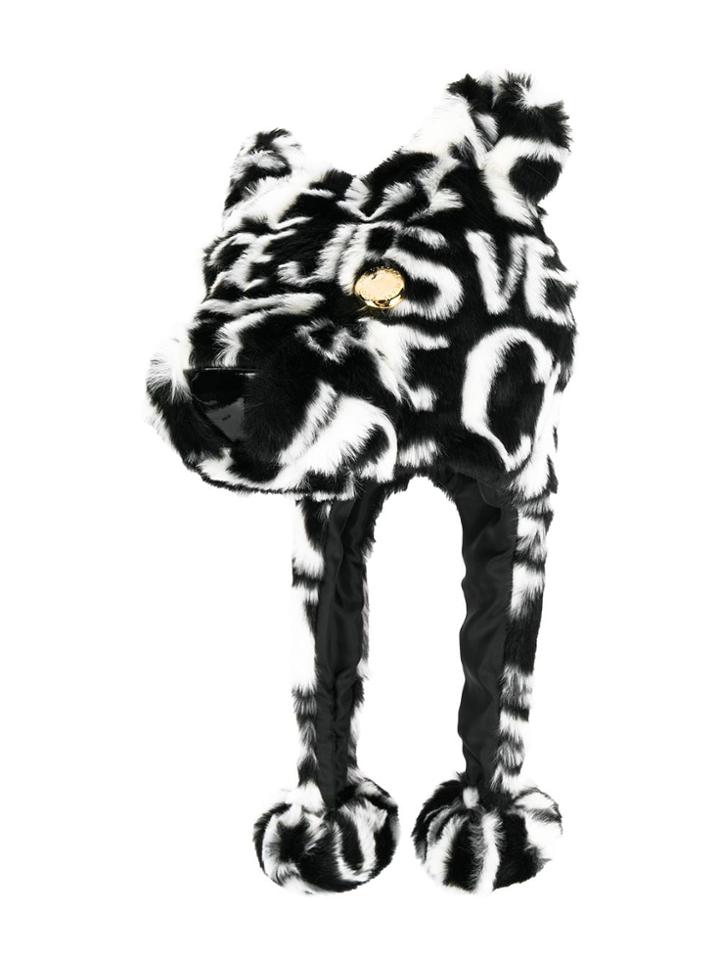 Versace Jeans Couture Faux-fur Logo Animal Hat - Black